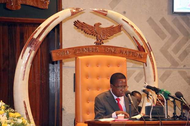 President Edgar Lungu adresses the parliament.